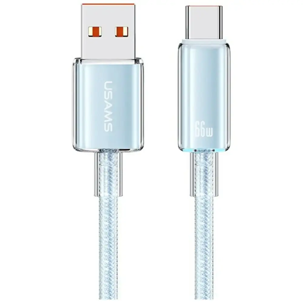 USAMS Cloud Series US-SJ658 datu pārraides un uzlādes vads | USB-A uz USB-C | 30W | 1.2m | zils