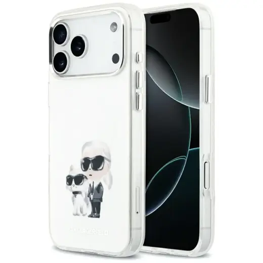 Karl Lagerfeld IML Aquarelle Karl & Choupette & Logo MagSafe Case for iPhone 17 Pro Max White