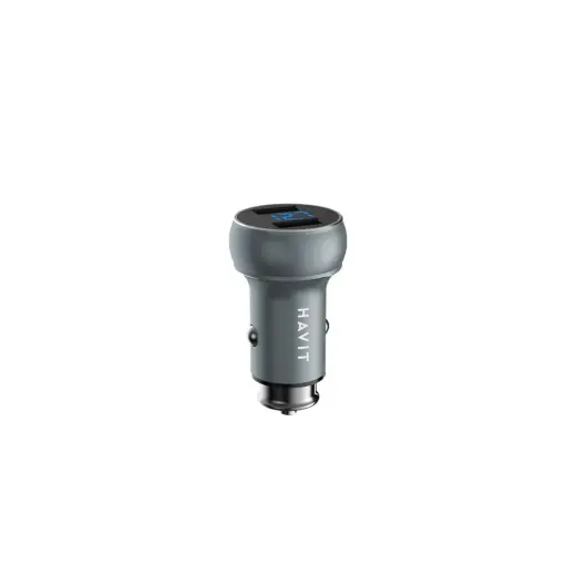 HAVIT car charger H214 LED ring 2xUSB grey