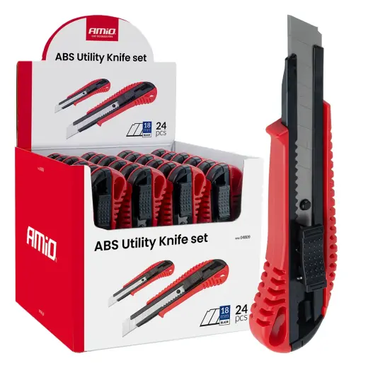 ABS Utility Knife set 100x18x0,5mm 24szt. box AMIO-04809