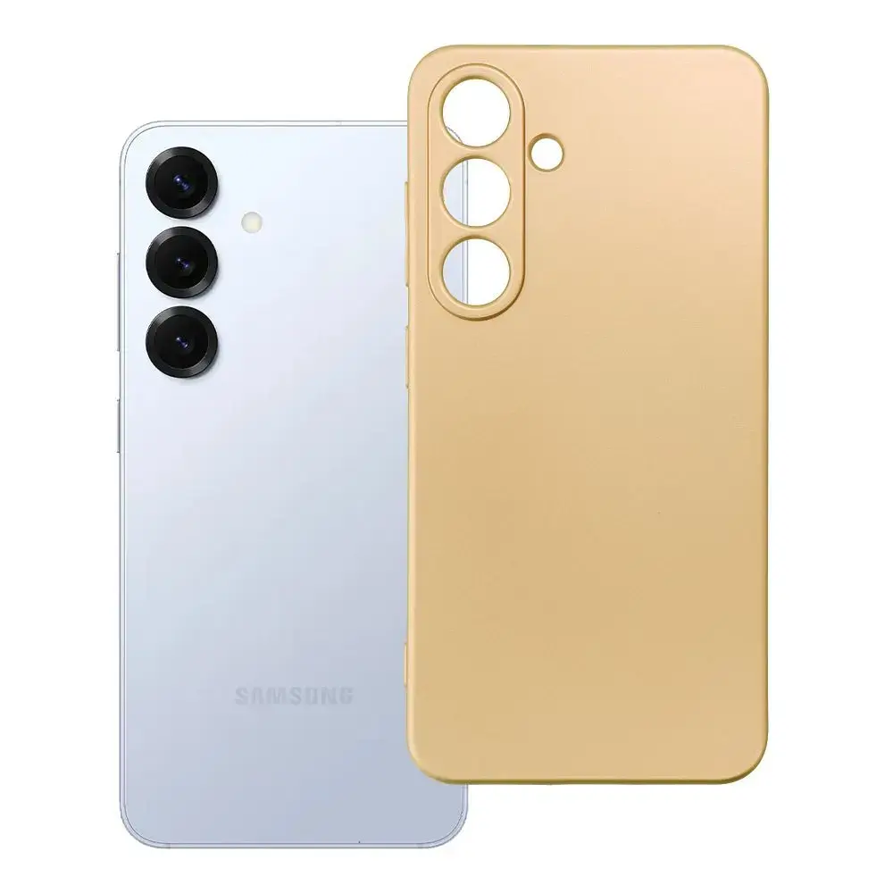 Metallic maciņš telefonam Samsung Galaxy S25 zelta krāsā