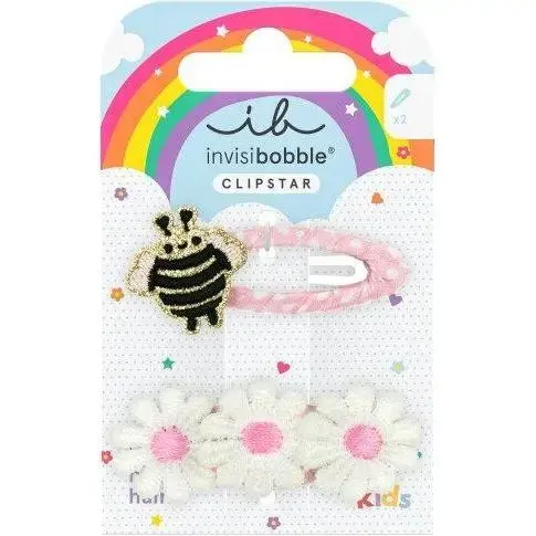 Invisibobble, Mollette + Clip per Capelli, Haarklammer Kids Snap Clip Happy Spring Bee (2pz.)