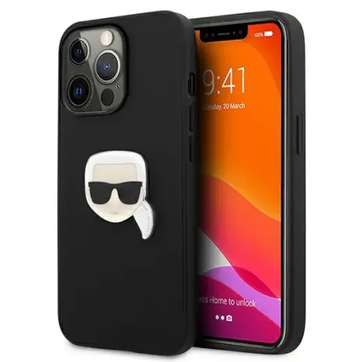 KLHCP13LPKMK Karl Lagerfeld PU Leather Karl Head Case for iPhone 13 Pro Black