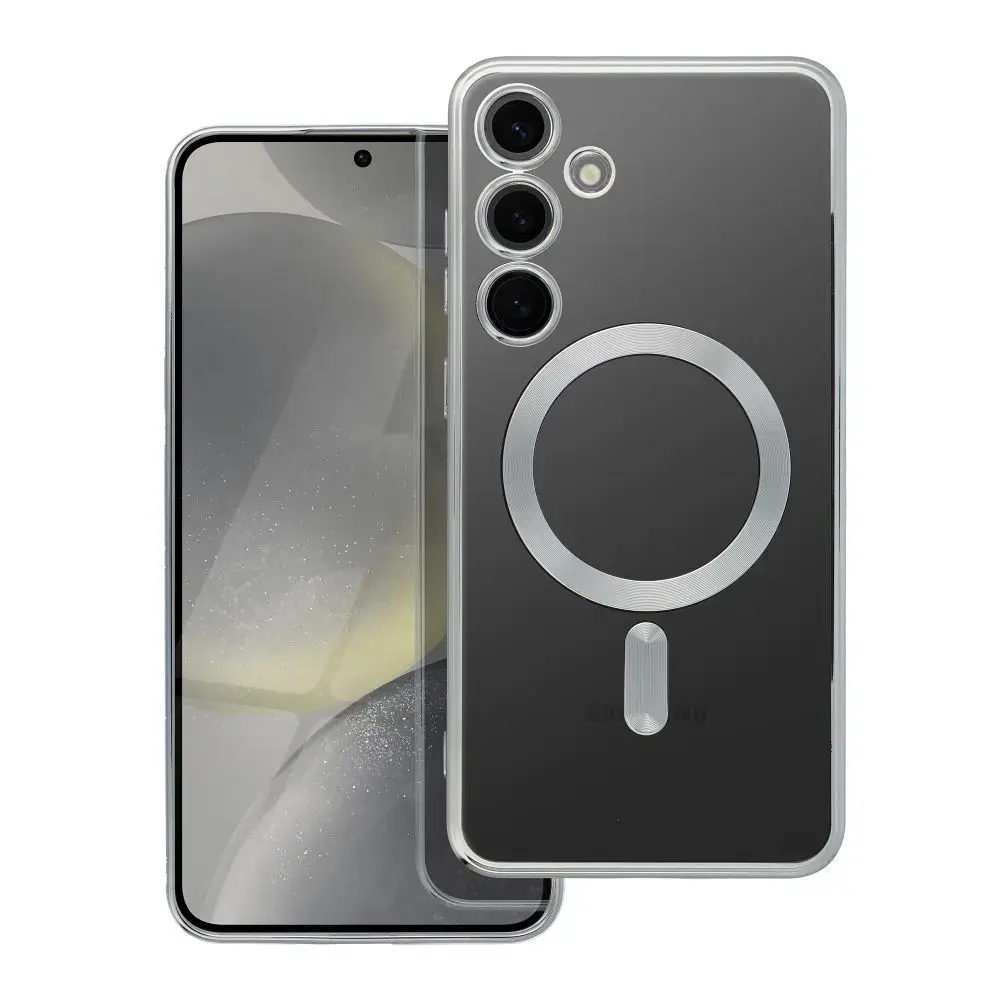 Case for Samsung S24 PLUS Electro Mag Cover compatible with MagSafe silver