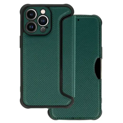 Razor Carbon raamatutüüpi telefoni ümbris iPhone 13 Pro Max roheline