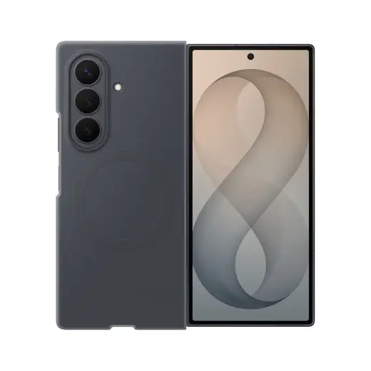 Samsung Silicone Magnet maciņš ar MagSafe atbalstu telefonam Samsung Galaxy Z Fold 8 (F971) melns (komplektā aizsargplēve)