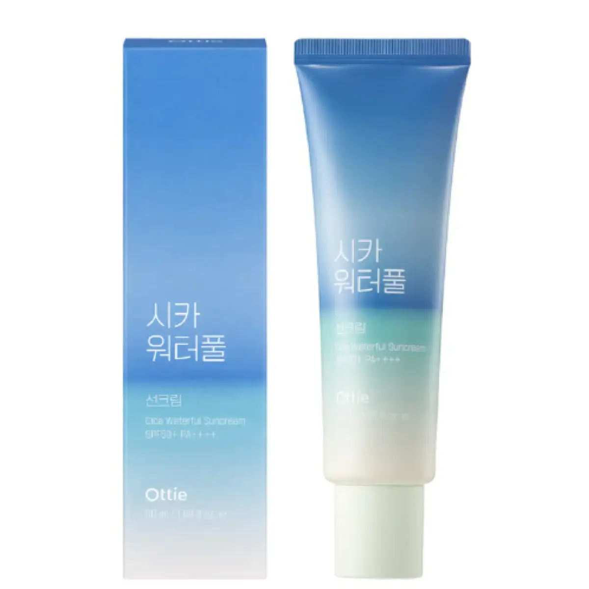 Ottie , Cica Waterful, Hydrating, UV Protection, Sunscreen Cream, For Face, SPF 50+, 50 ml