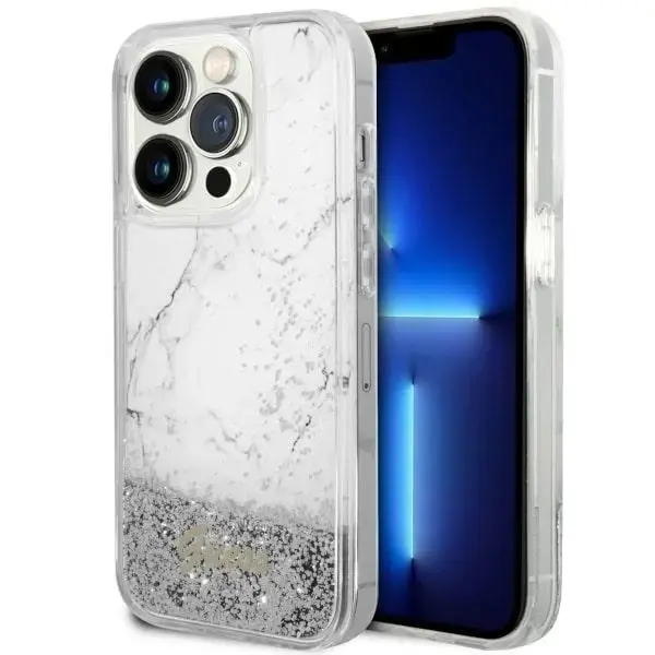 Guess GUHCP14LLCSGSGH iPhone 14 Pro 6.1" white|white hardcase Liquid Glitter Marble