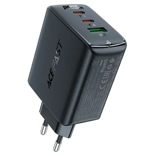 Acefast A41 travel charger | 65W | GaN | USB-C, USB-A | black