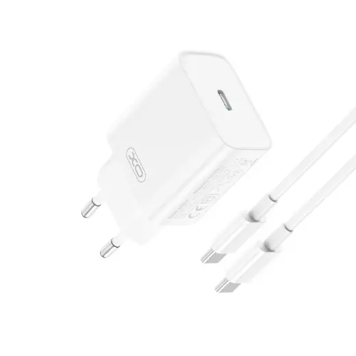 XO wall charger CE15 PD 20W 1x USB-C white + USB-C - USB-C cable