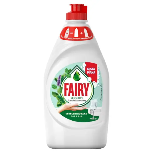 Trauku mazgāšanas līdzeklis FAIRY Sensitive Tea Tree & Mint, 450 ml