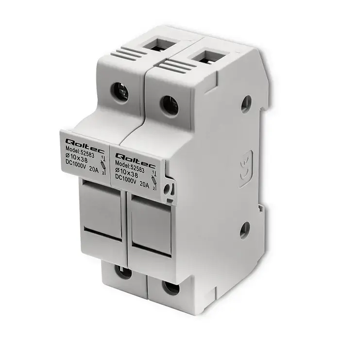 Qoltec Fuse base + DC fuse | 2P|1000V |20A |10x38 |solar