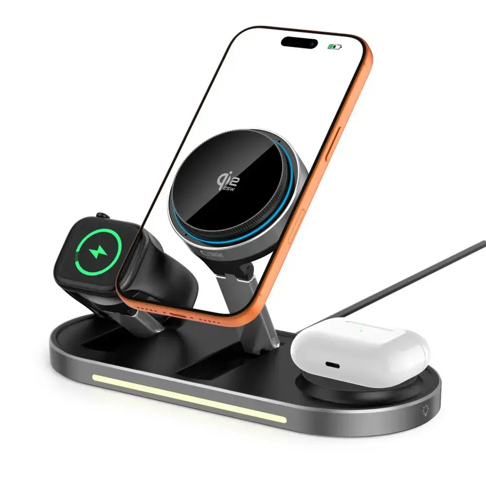 Tech-Protect A51 ArcticBoost 3-in-1 bezvadu lādētājs | Qi 2.2 | Saderīgs ar MagSafe | 25W | melns