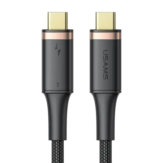 USAMS Kabel U72 USB-C na USB-C 100W PD Thunderbolt 3 5A 0.8m czarny|black SJ553USB01 (US-SJ553)
