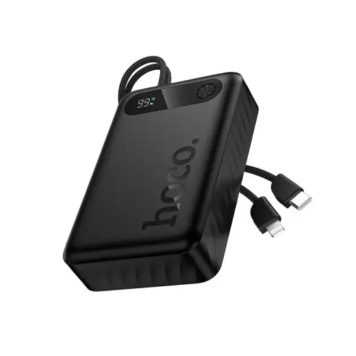 Hoco J171 Edge ārējais akumulators (powerbank) | 10 000 mAh | 22.5W | PD, QC | USB-C, Lightning | melns