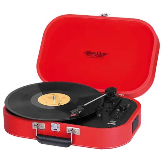 Portable briefcase cabinet with vinyl finish, 33, 45, 78 rpm stereo turntable, USB file reader, Encoding function: allows you to record directly from turntable and AUX IN in MP3 format on USB support, Wireless function: allows you to listen to music