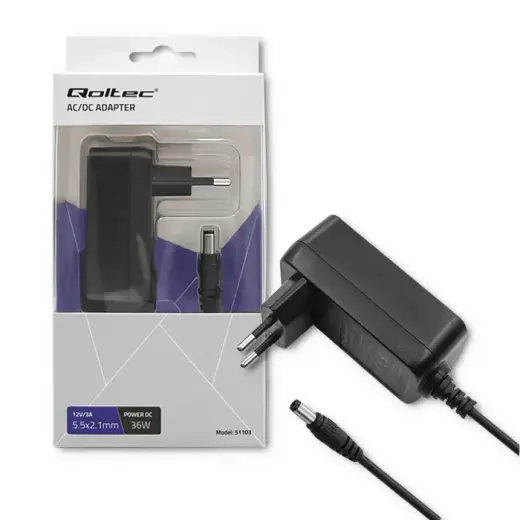 Qoltec Plug-in power supply 36W | 12V | 3A | 5.5*2.1