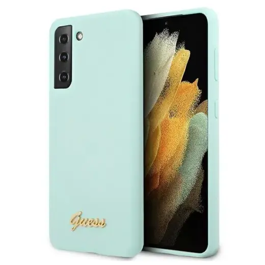 Guess GUHCS21SLSLMGLB S21 G991 niebieski|blue hardcase Silicone Script Metal Logo