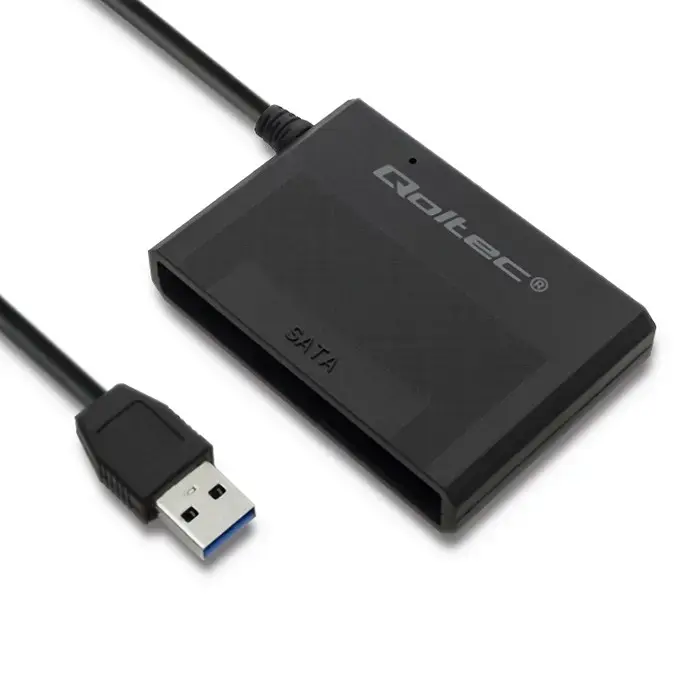 Qoltec 50644 cietā diska adapteris | USB 3.0 uz SATA3 2,5 collas | HDD | SSD | Melns