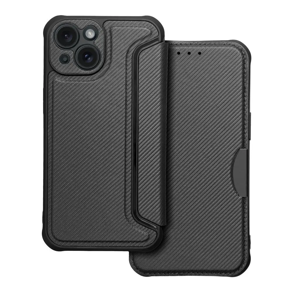 RAZOR grāmatveida maciņš telefonam iPhone 15 melns