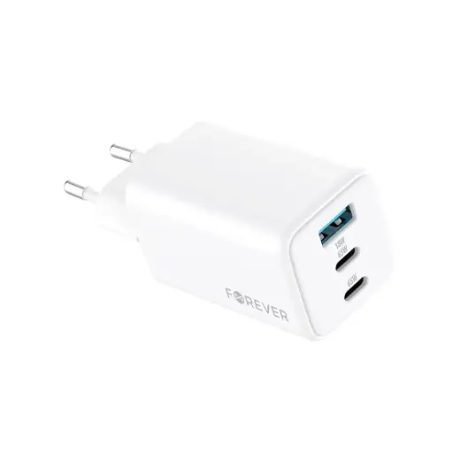 Forever TC-08-65ACC tīkla lādētājs | 65W | GaN, PD, QC | USB-C | balts