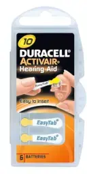 Battery Duracell Hearing Aid 10 (A10) Blister 6 pack