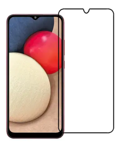 HOFI Fusion Full Glue 5D aizsargstikls pilnam ekrānam ar rāmiņu telefonam Samsung Galaxy A02S melns