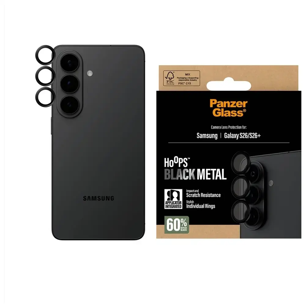 Tempered glass for camera lens PanzerGlass Hoops Lens Protector for Samsung Galaxy S26 / S26+ black