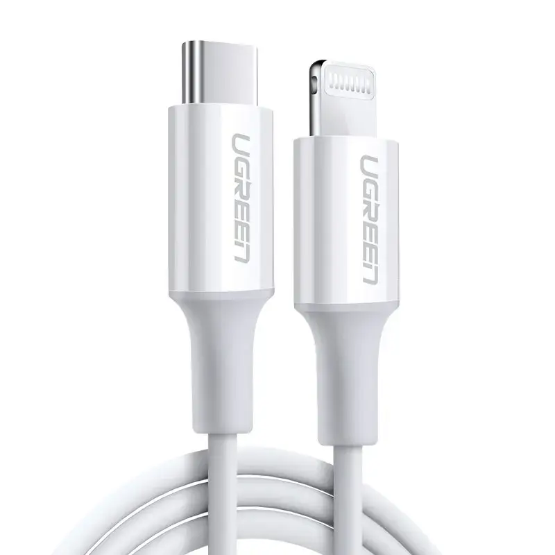 Ugreen 10493 datu pārraides un uzlādes vads | MFI | USB-C uz Lightning | 18W | 1m | balts