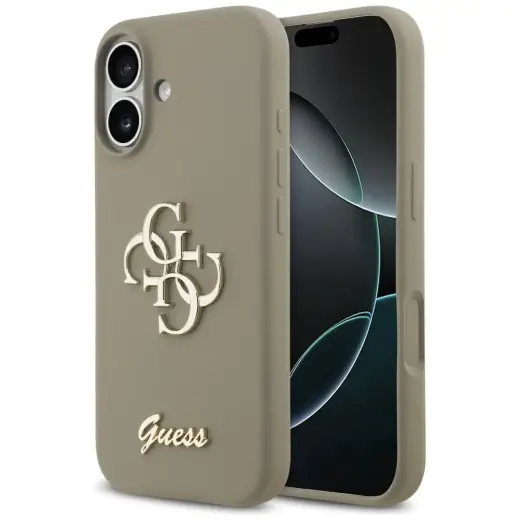 Guess Silicone Big 4G Script telefoniümbris iPhone 17 jaoks, pruun