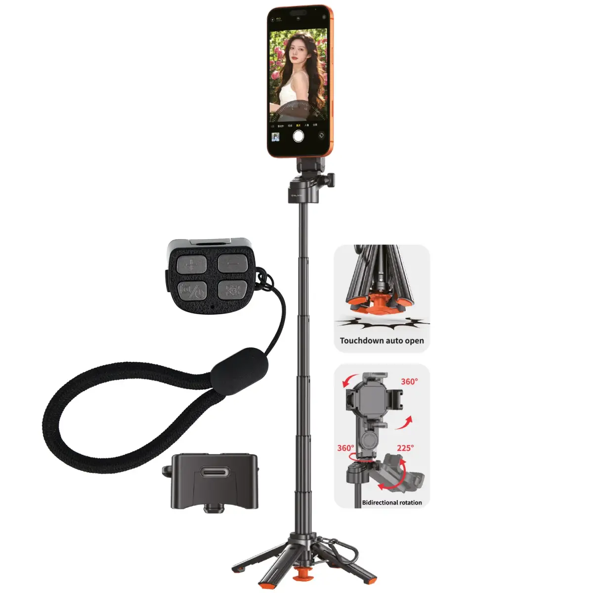 Blavec Selfie Stick Aluminium Coco PRO Mini P-01 Magsafe Auto pop quadripod + remote control + holder 0,48 metra (SSCPMP01-MQHB048) black