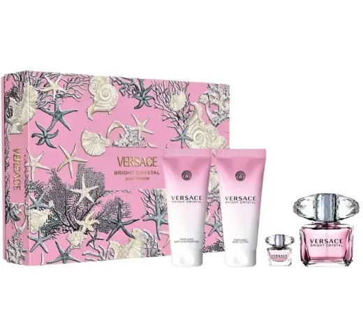 Versace Bright Crystal Gift Set 90ml EDT + 100ml Body Lotion + 100ml Shower Gel + 5ml EDT