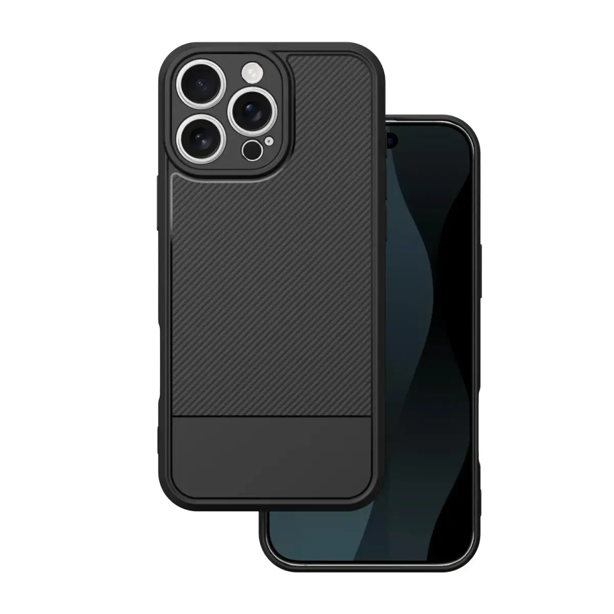 Simple Carbon maciņš telefonam iPhone 16 Pro Max melns