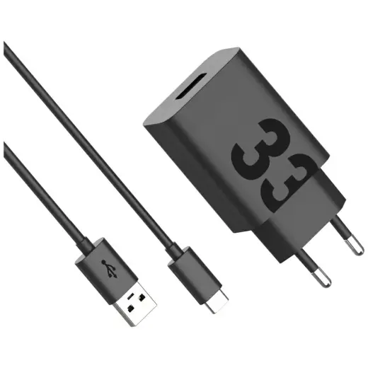 Motorola TurboPower travel charger | 33W | USB-A | with USB-A to USB-C cable included | black