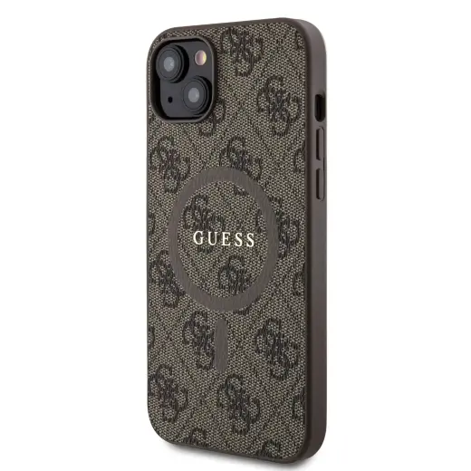 Guess 4G Colored Ring чехол с поддержкой MagSafe для телефона iPhone 15 Plus коричневый