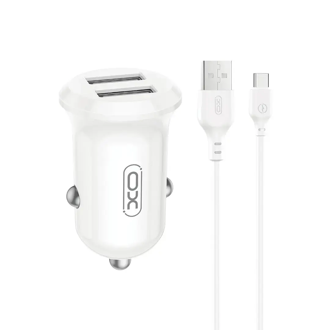 XO CC67 auto lādētājs | 12W | USB-A | ar USB-A uz USB-C vadu komplektā | melns