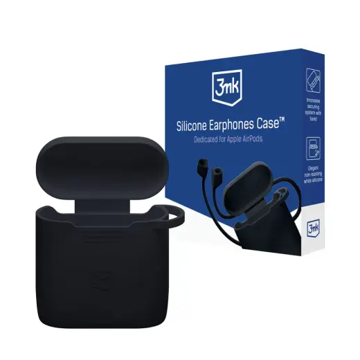 3mk Silicone AirPods Case Black for AirPods 4 - black