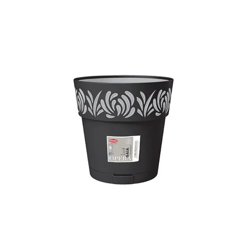 Lillepott koos kandikuga Gaia Ø20x19cm must
