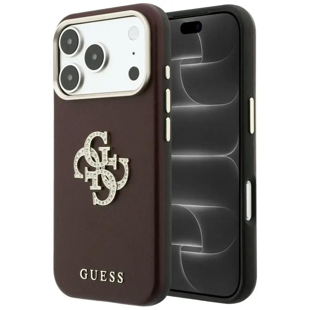 Guess Smooth & Big Strass Logo case for iPhone 18 Pro / 17 Pro - burgundy