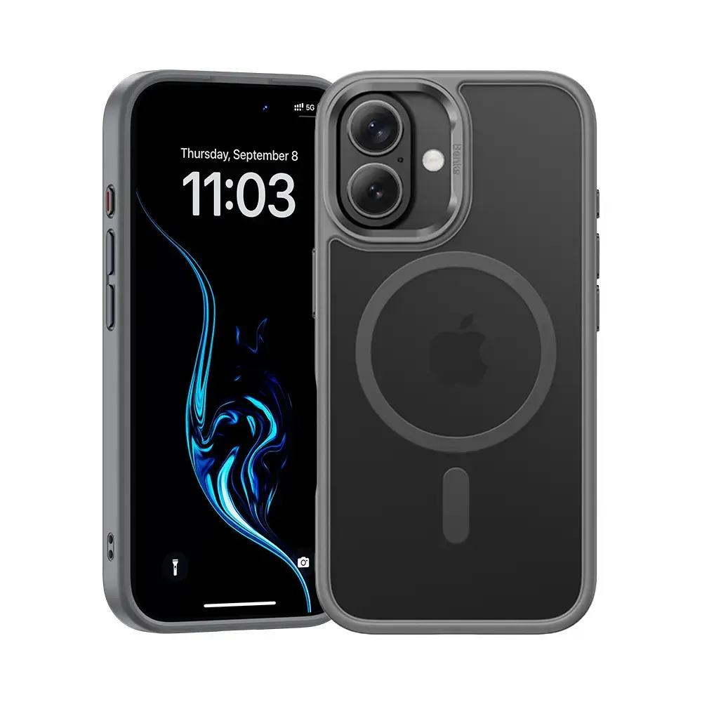 Benks Magnetic Mist Case Metal Frame for Iphone 16 Plus grey