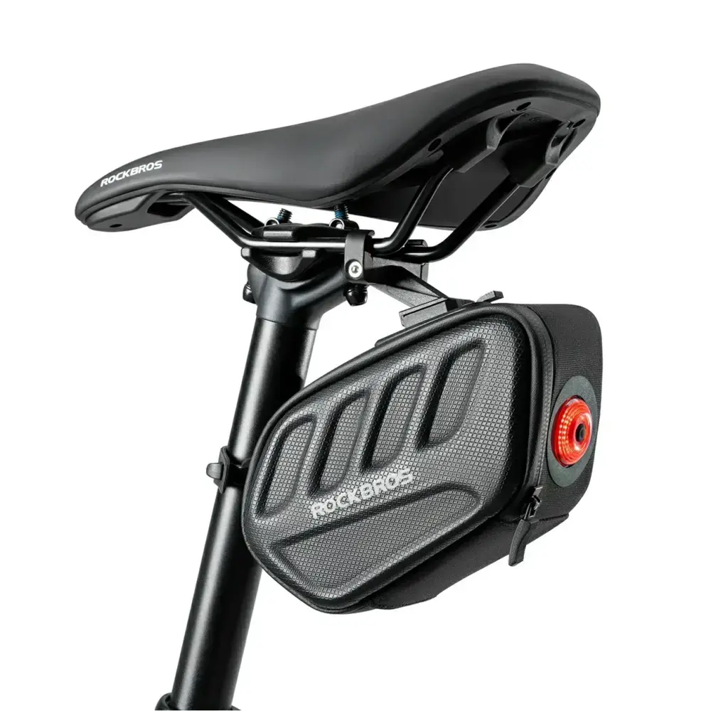 Torba rowerowa Rockbros C61 podsiodłowa z inteligentną lampką tylną 0,45 l - czarna