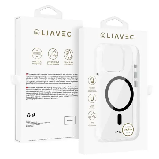 Liavec Glossy Magsafe Clear Case do Iphone 16 Pro black