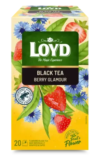 Aromatizēts melnās un zaļās tējas maisījums LOYD Berry Glamour 20x1,75 g