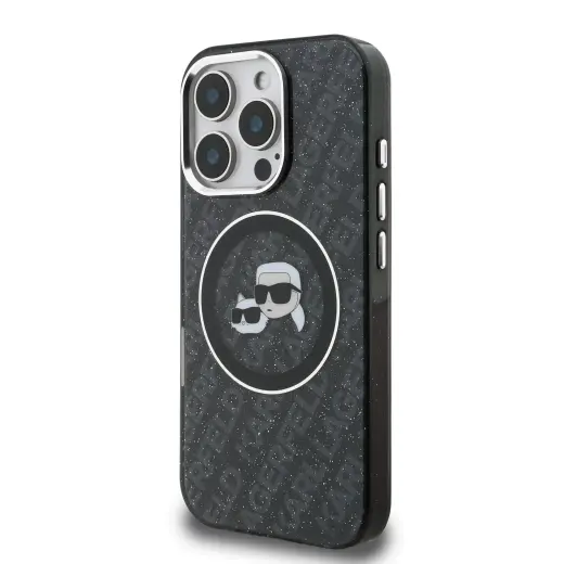 Karl Lagerfeld IML K&CH Heads Repeated Logo MagSafe Case for iPhone 16 Pro Black