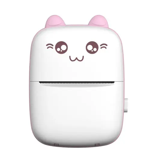 Mini bluetooth thermal printer for photos, notes white-pink
