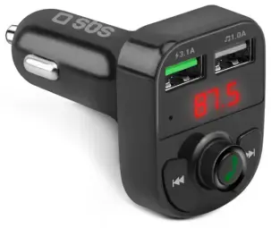 Auto Lādētājs SBS AFC 15W FM transmitter 2 USB-A 2.1A TF card or USB stick 12V
