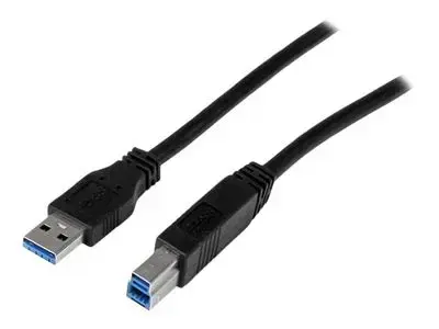 StarTech.com 2m 6 ft Certified SuperSpeed USB 3.0 A to B Cable Cord - USB 3 Cable - 1x USB 3.0 A (M), 1x USB 3.0 B (M) - 2 meter, Black (USB3CAB2M) - USB cable - 2 m
