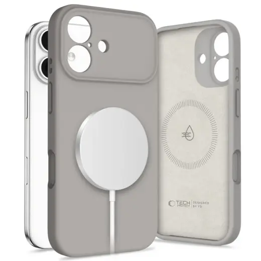 TECH-PROTECT Silicone Magsafe чехол для телефона Apple iPhone 17 с поддержкой MagSafe stone grey
