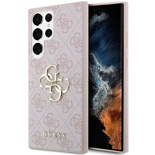 Guess PU 4G Metal Logo Case for Samsung Galaxy S23 Ultra Pink