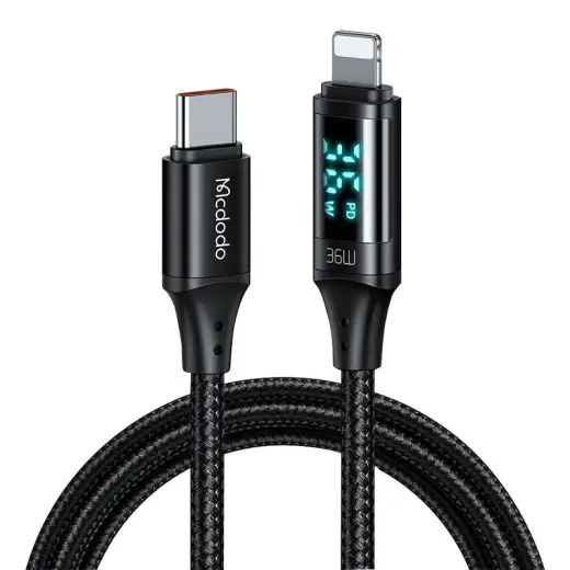 Mcdodo CA-1030 data transfer and charging cable | USB-C to Lightning | 36W | with LED display | 1.2m | black
